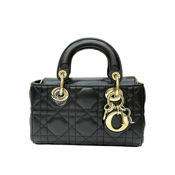Christian Dior Cannage Lady Joy Micro Bag Lambskin Shoulder Bag Black - Picture 1 of 14